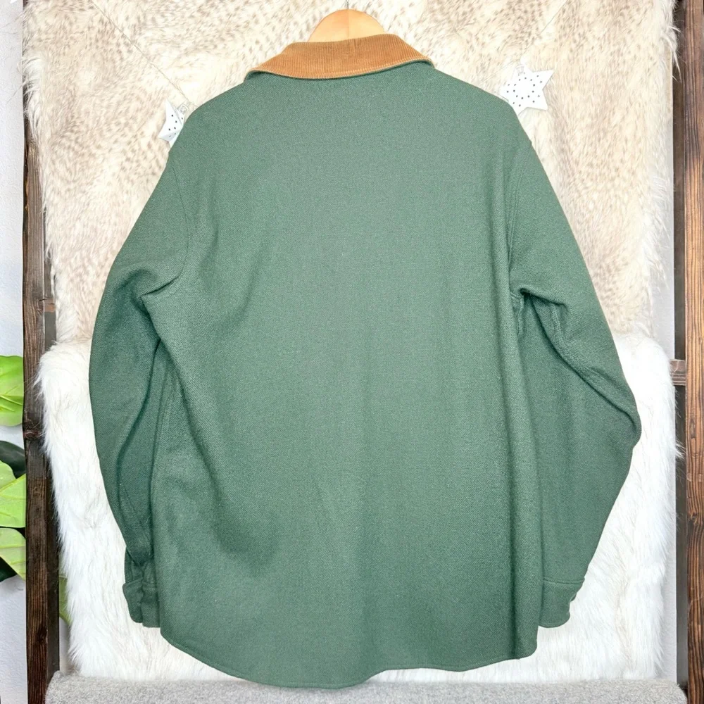 Woolrich Green Wool Collared Collar Field Shirt